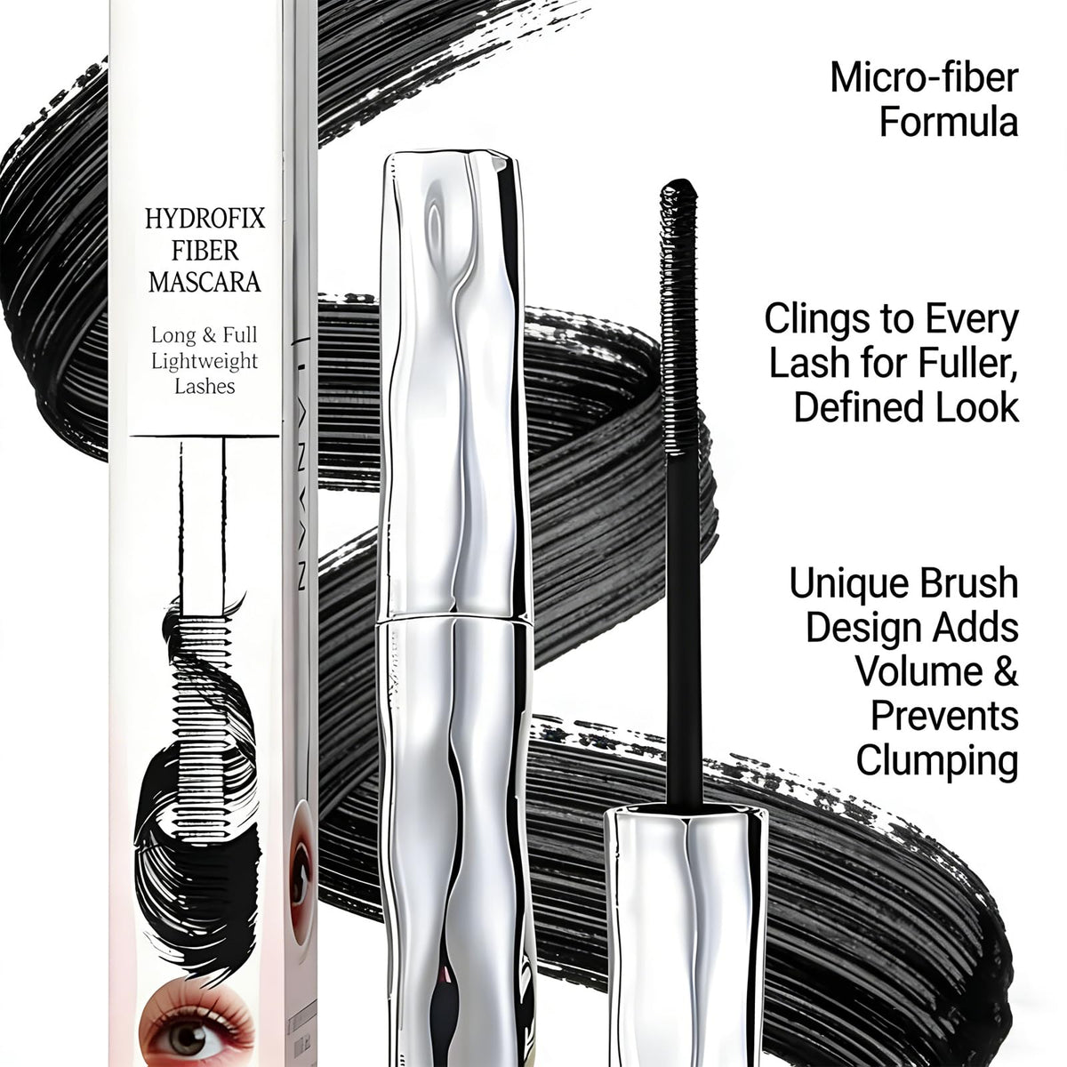 Felvaris mascara staged in a makeup bag lifestyle shot showing everyday portability