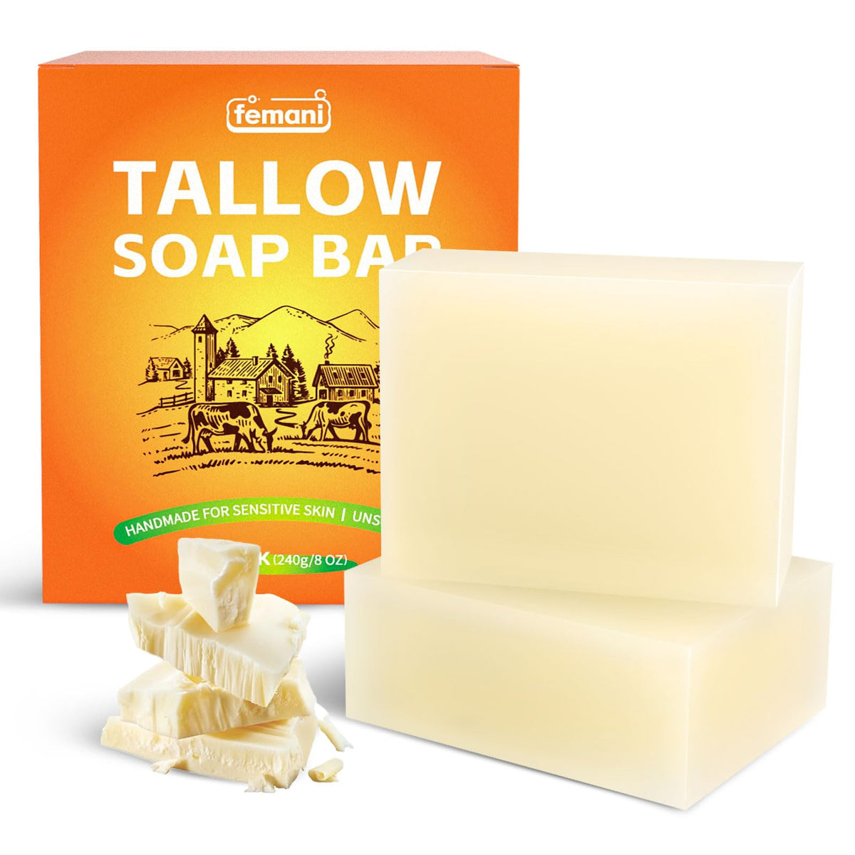femani front view of soap bar showing clean packaging and ingredient clarity