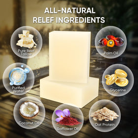 femani soap on bathroom shelf in natural setting signaling soothing daily ritual