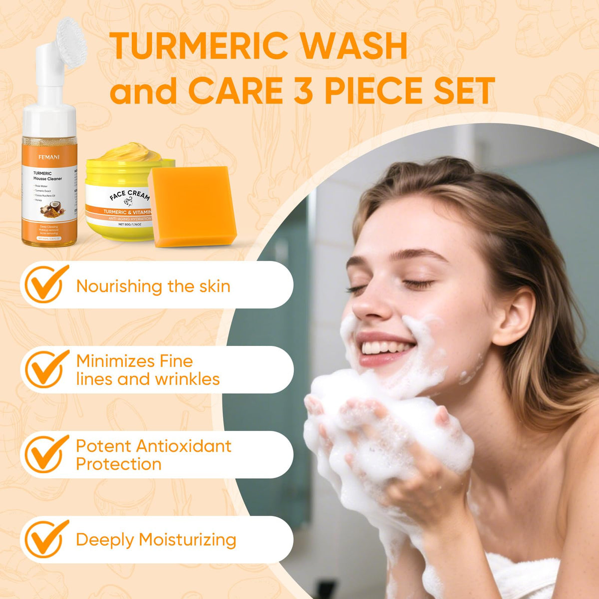 femani face wash foam on brush demonstrating deep, gentle cleansing