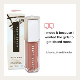FENTY BEAUTY layered over lipstick to show enhanced color and luminous depth