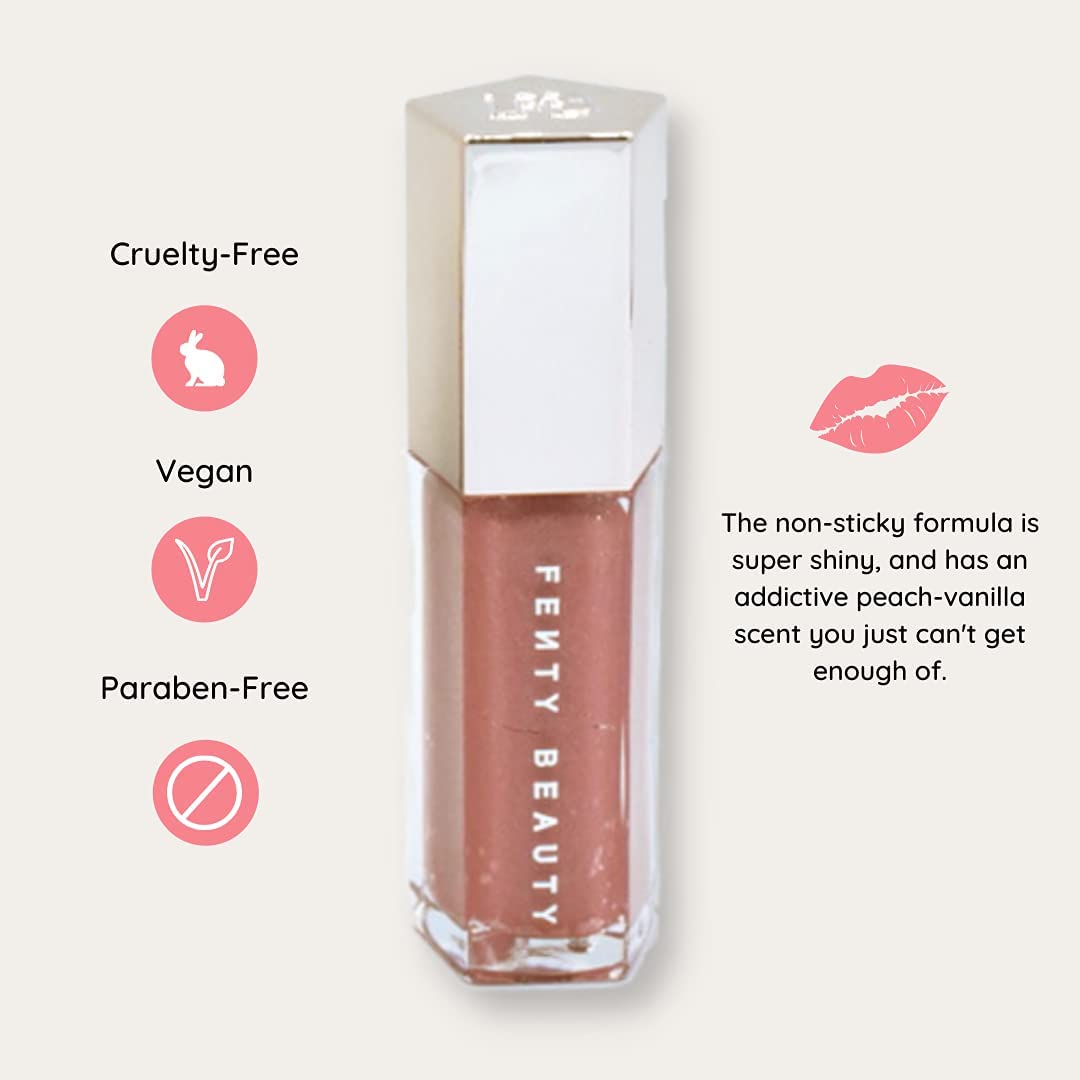 FENTY BEAUTY texture swirl of gloss highlighting smooth, non-sticky shine