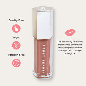 FENTY BEAUTY texture swirl of gloss highlighting smooth, non-sticky shine