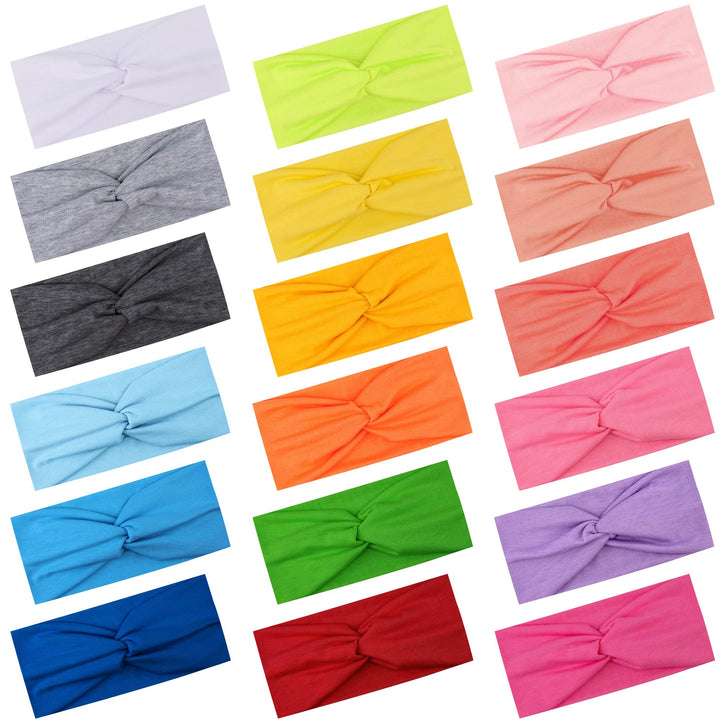 FEQO front view of 18-color headband set showing variety and ready-to-wear benefit