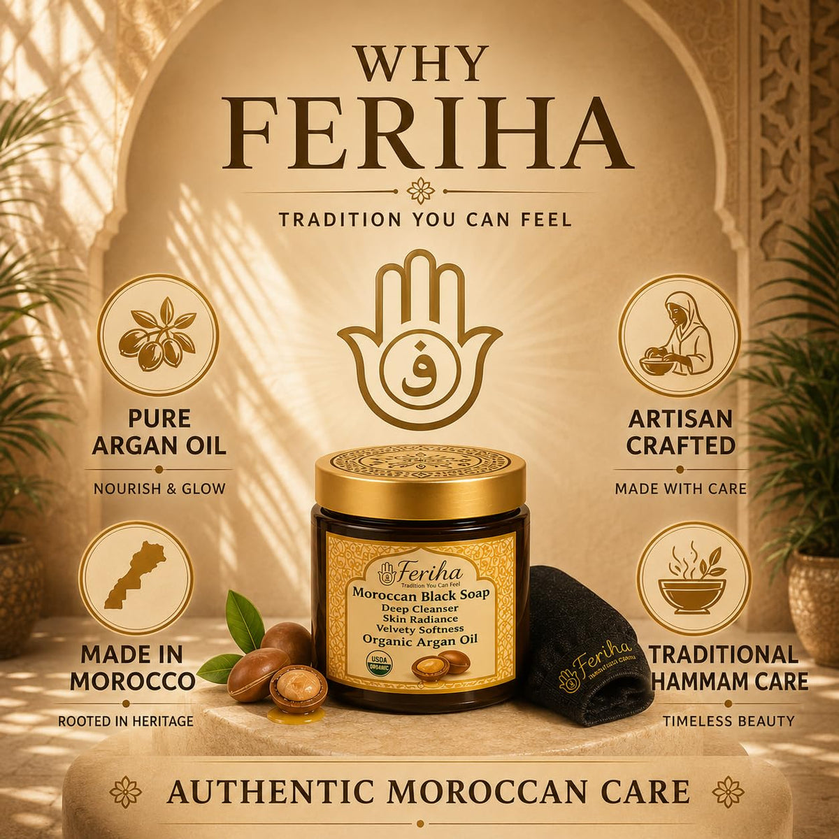 FERIHA hammam lifestyle scene conveying traditional spa benefits