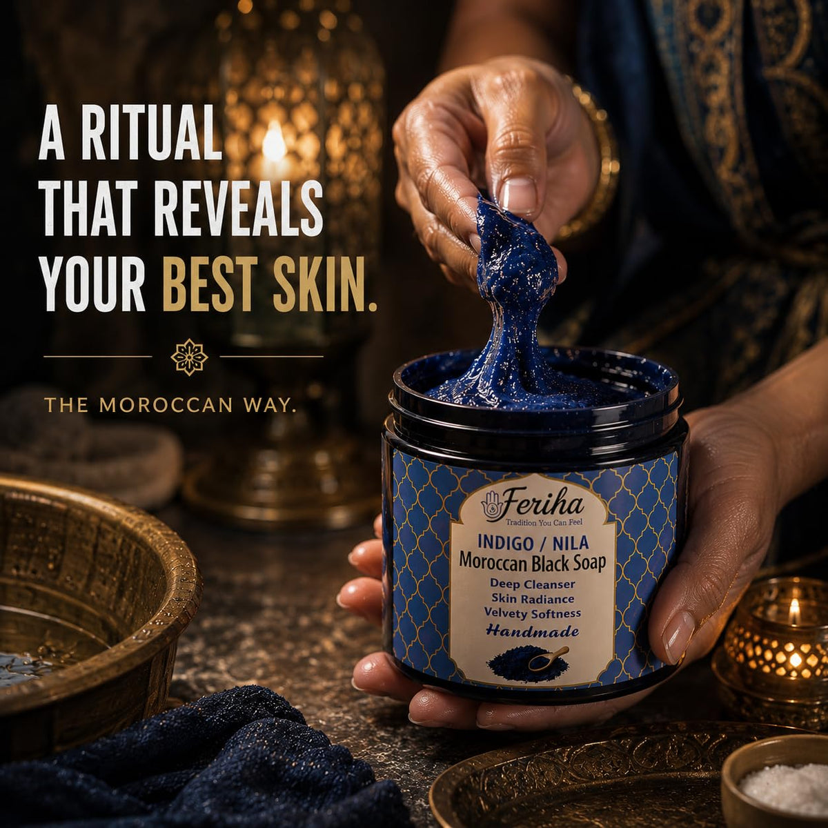 FERIHA indigo powder ingredient image showing nila for traditional clarifying benefit