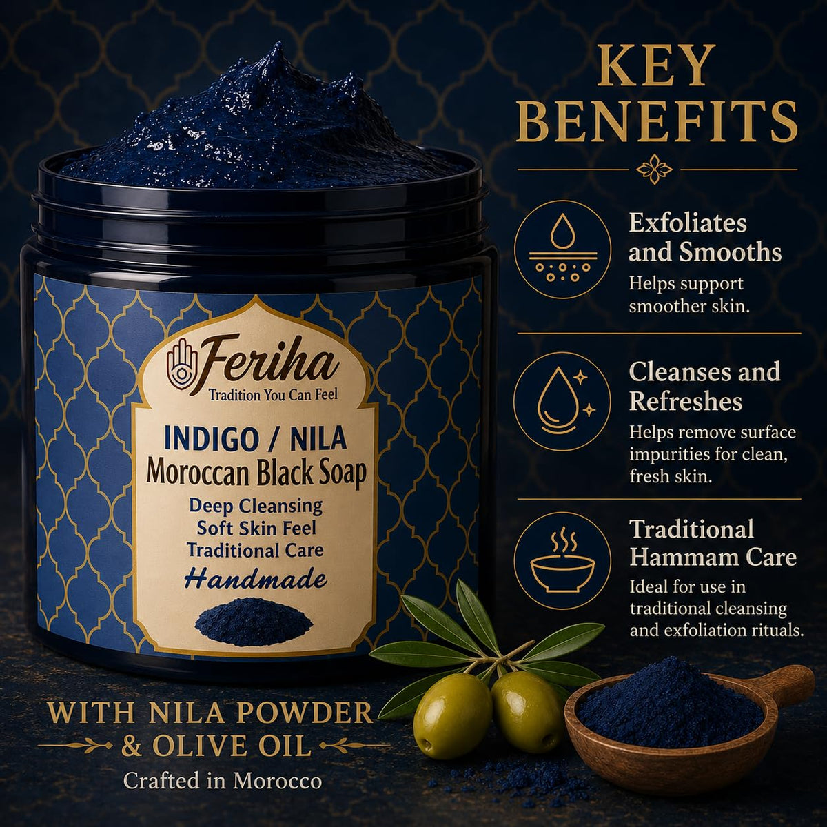 FERIHA hand holding 7 oz jar displaying size and generous supply benefit