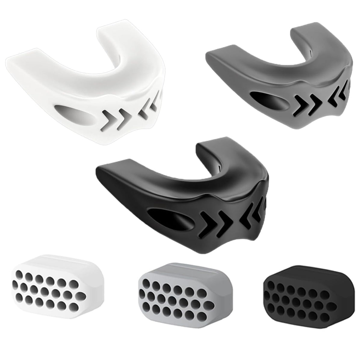 FGVOPJM jaw trainer front view showing compact design and clear benefits