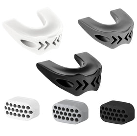 FGVOPJM jaw trainer front view showing compact design and clear benefits