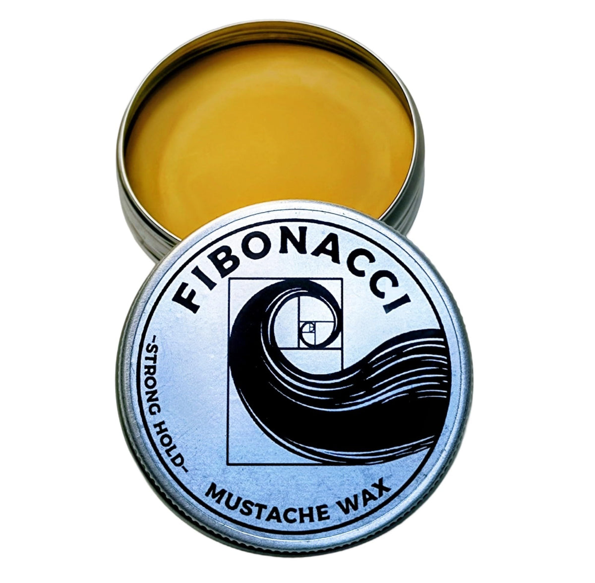 Fibonacci Mustache Wax close-up texture showing natural beeswax smoothness and grip