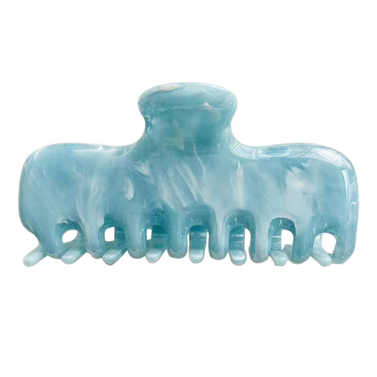 FidesAmor front view of large blue acetate clip showing sleek rectangle shape and secure hold
