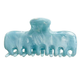 FidesAmor front view of large blue acetate clip showing sleek rectangle shape and secure hold