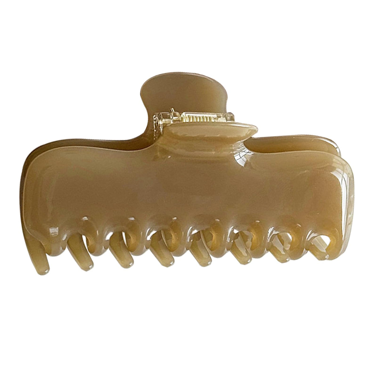 FidesAmor front view brown rectangular clip showing secure hold and polished design