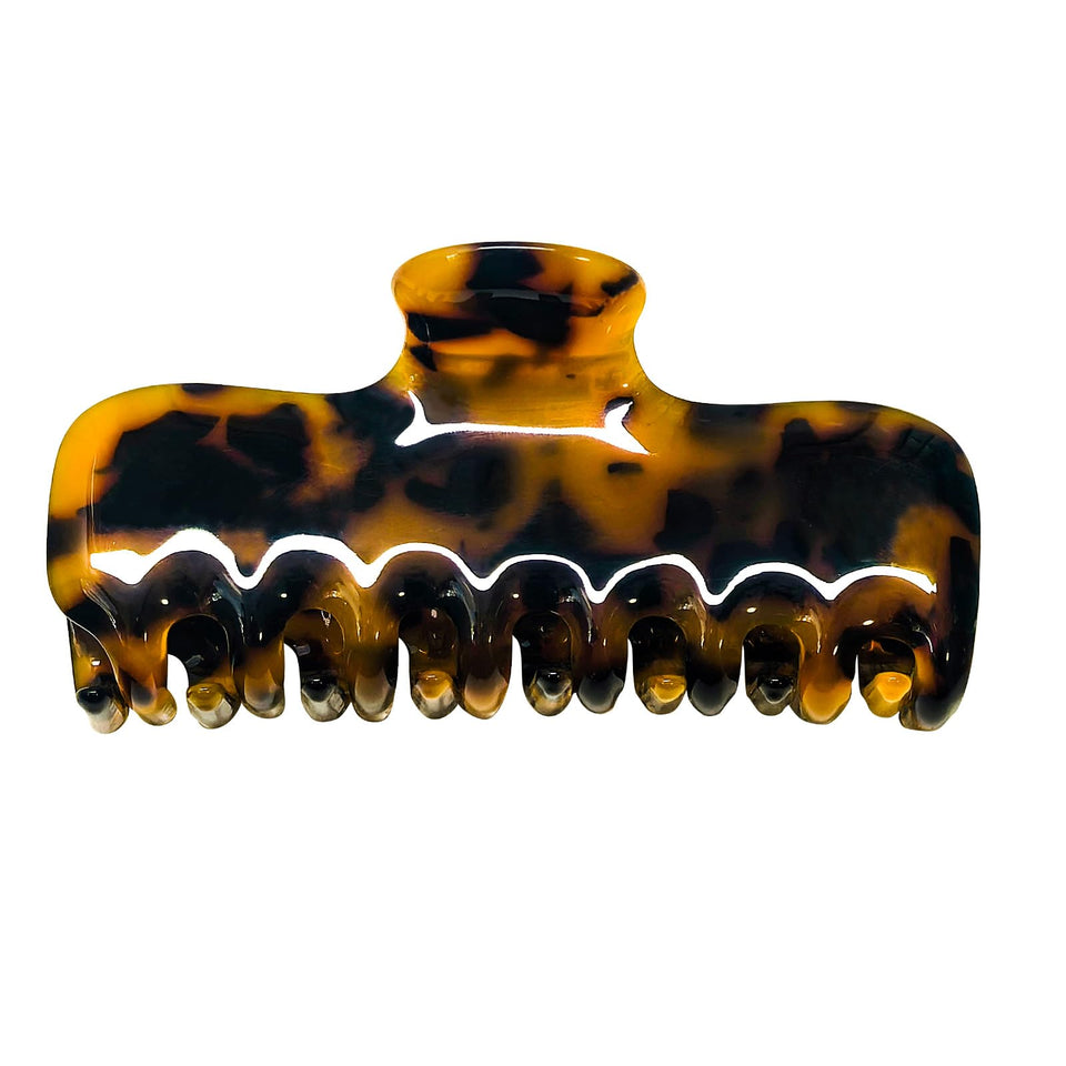 FidesAmor tortoise front view showing elegant rectangular clip and gift-ready box