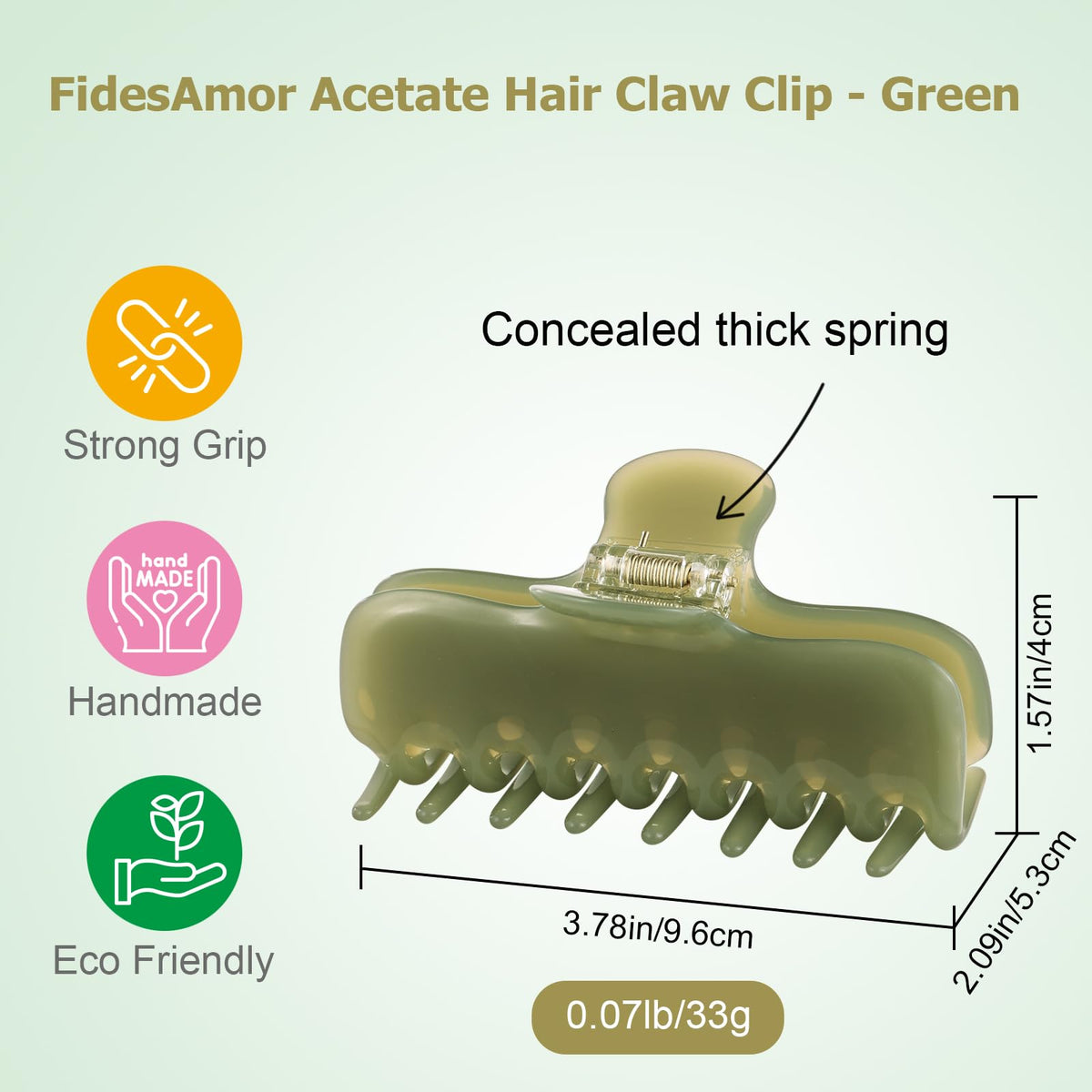 FidesAmor close-up of acetate texture and sheen showing smooth surface benefit: reduces hair tugging