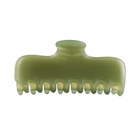 FidesAmor olive green clip front view showing glossy finish and rectangular shape benefit: elegant hold