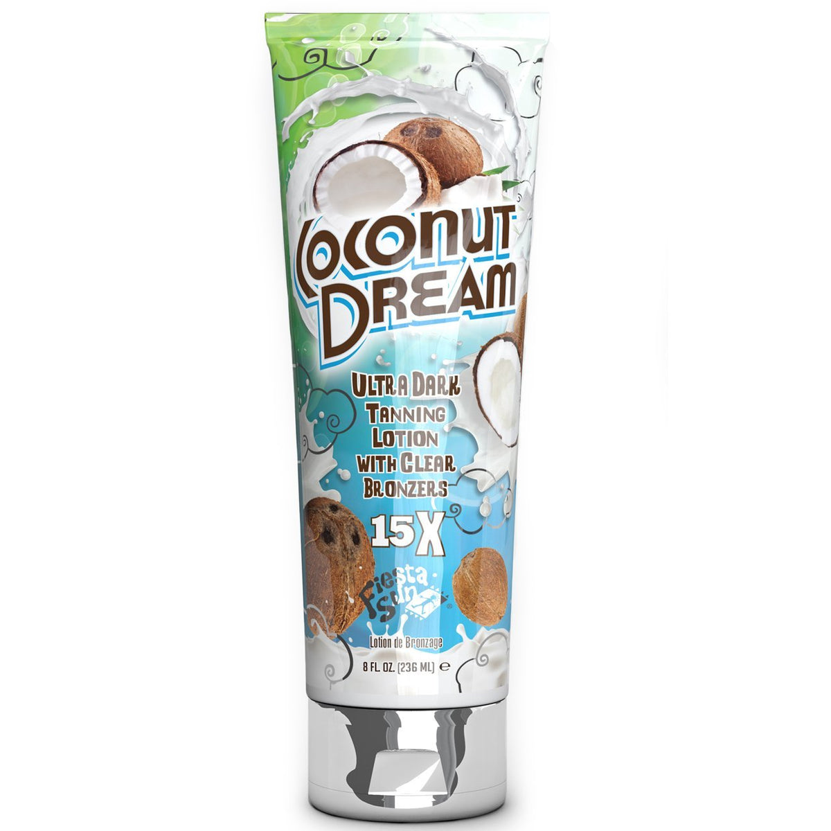 Fiesta Sun bottle front view showing label and 8 oz size with moisturizing benefit