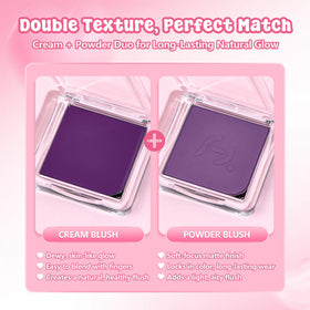 Fillwie open duo flatlay showing cream and powder pairing for dimension