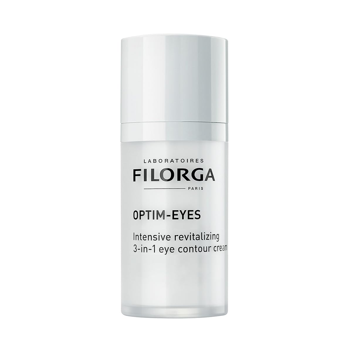 Filorga Optim-Eyes front jar showing compact design and travel-friendly size benefit