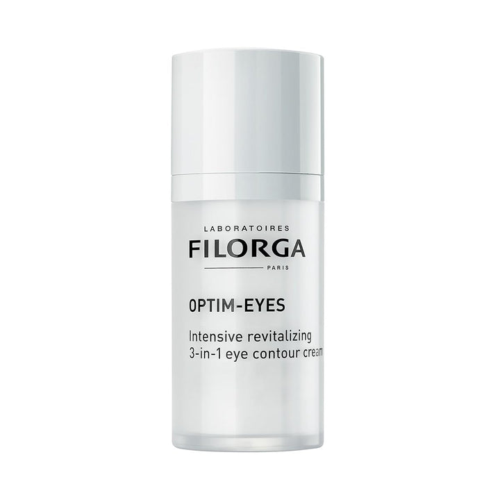 Filorga Optim-Eyes front jar showing compact design and travel-friendly size benefit