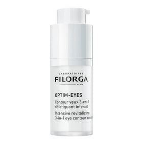 Filorga Optim-Eyes open jar texture close-up showing silky hydration and lightweight feel