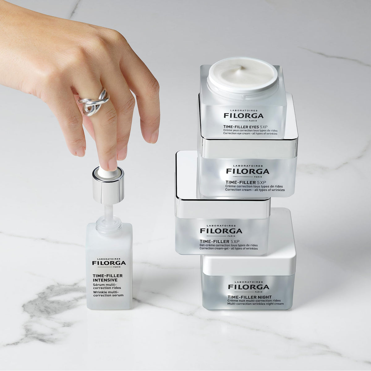 Filorga Time-Filler 5-XP label closeup listing peptides and botanical extracts