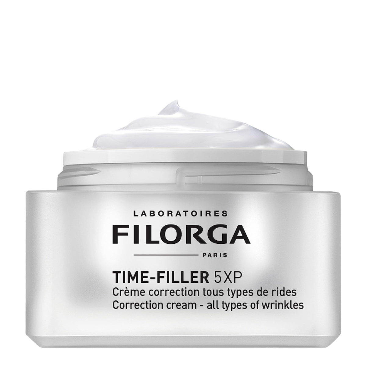 Filorga Time-Filler 5-XP open jar cream texture demonstrating rich hydration