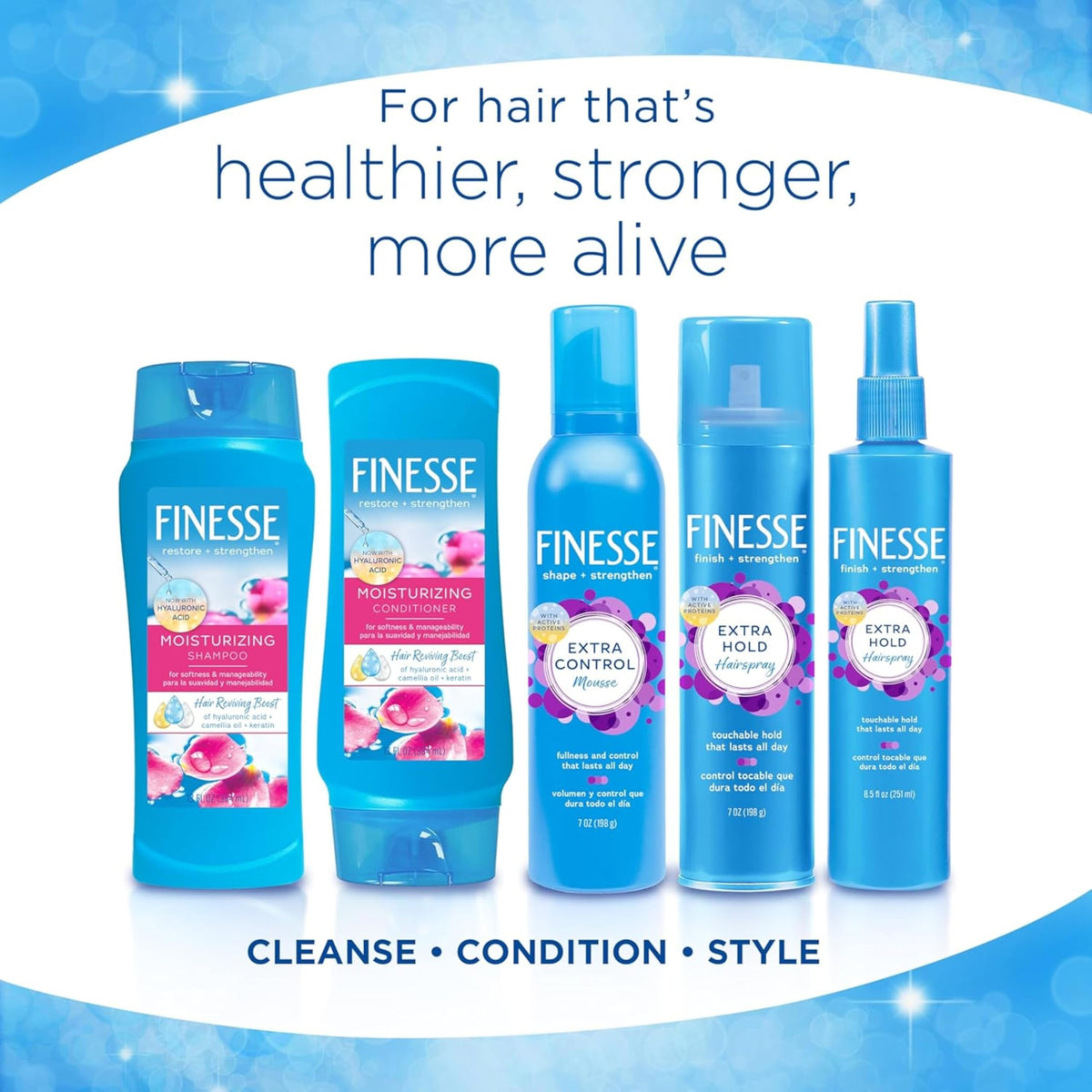 FINESSE bottle on shower shelf suggesting daily moisturizing routine