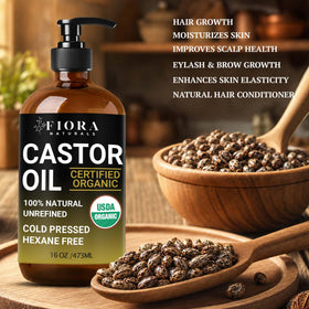 Fiora Naturals castor oil pack laid out for self-care ritual and relaxation