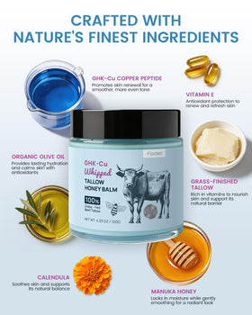 Fioraen beef tallow butter label emphasizing grass-fed purity benefit