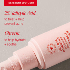 First Aid Beauty bottle label detail showing active 2% salicylic acid strength