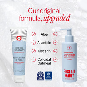 First Aid Beauty creamy texture transforming into foam for effective gentle cleansing