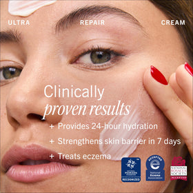 First Aid Beauty cream jar held in hand to show travel-size portability