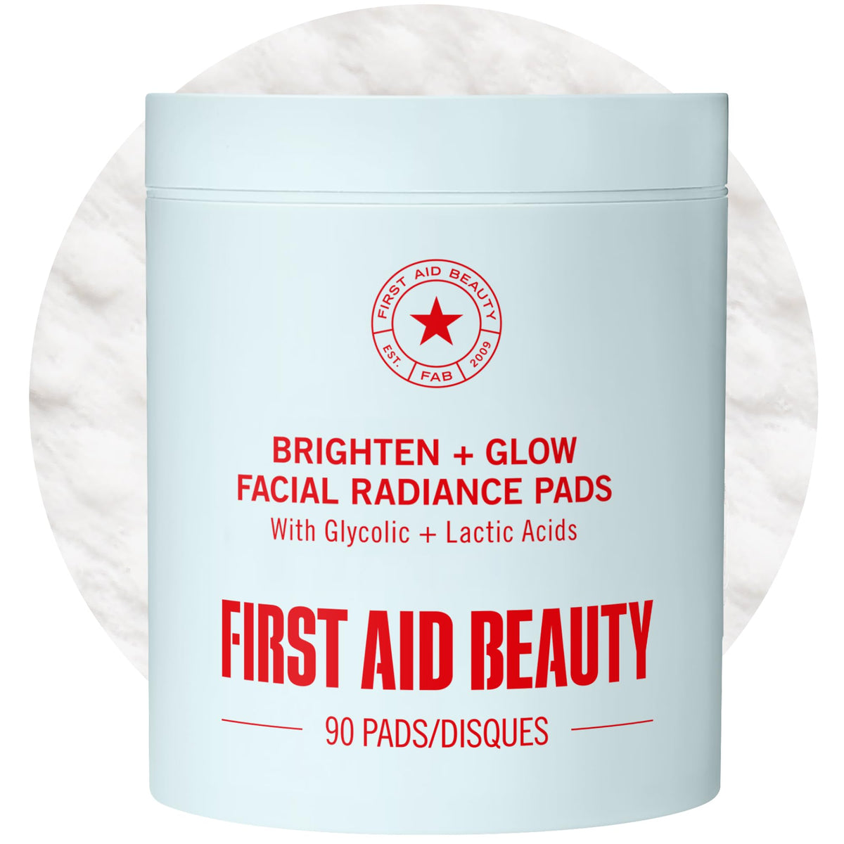 First Aid Beauty front packaging showing product and count, convenient daily exfoliation
