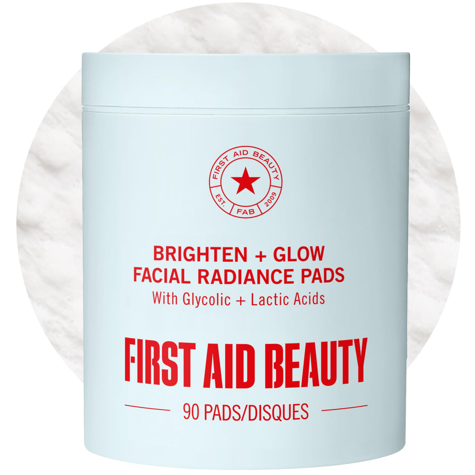 First Aid Beauty front packaging showing product and count, convenient daily exfoliation
