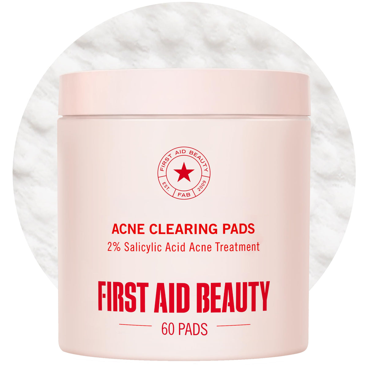 First Aid Beauty front packaging showing acne pads and clear benefits