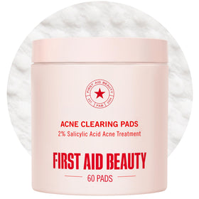 First Aid Beauty front packaging showing acne pads and clear benefits