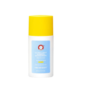 First Aid Beauty front packaging showing SPF 30 sunscreen and compact tube benefit for travel