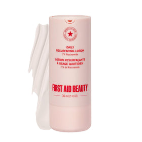 First Aid Beauty front packaging showing bottle and label for clear product ID and trust