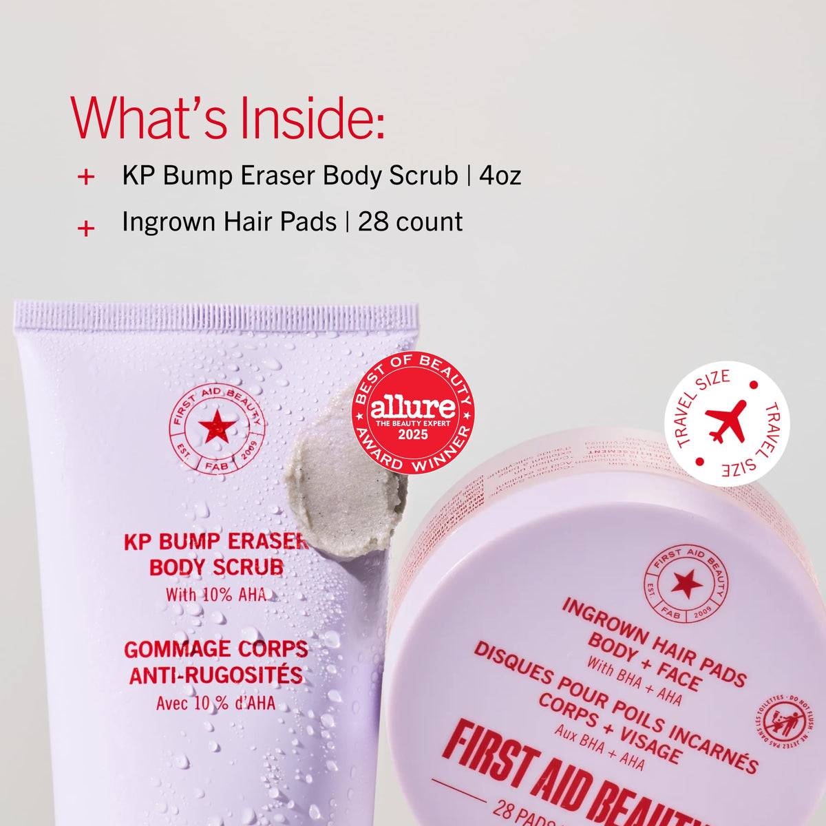 First Aid Beauty Ingrown Hair Pads packshot emphasizing quick exfoliation