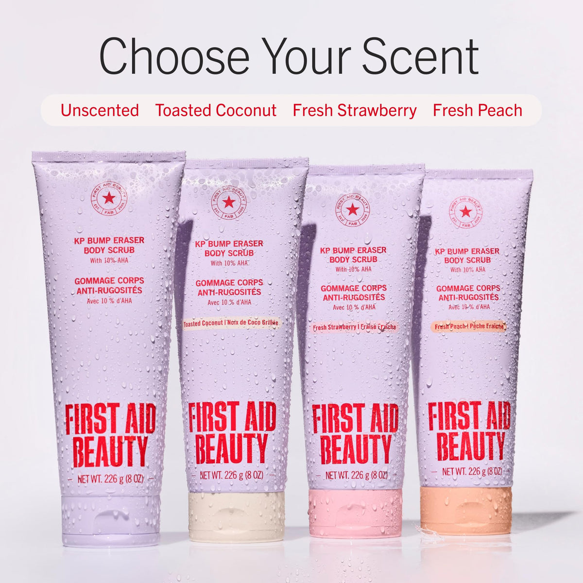 Lifestyle bathroom shelf with First Aid Beauty showing daily routine