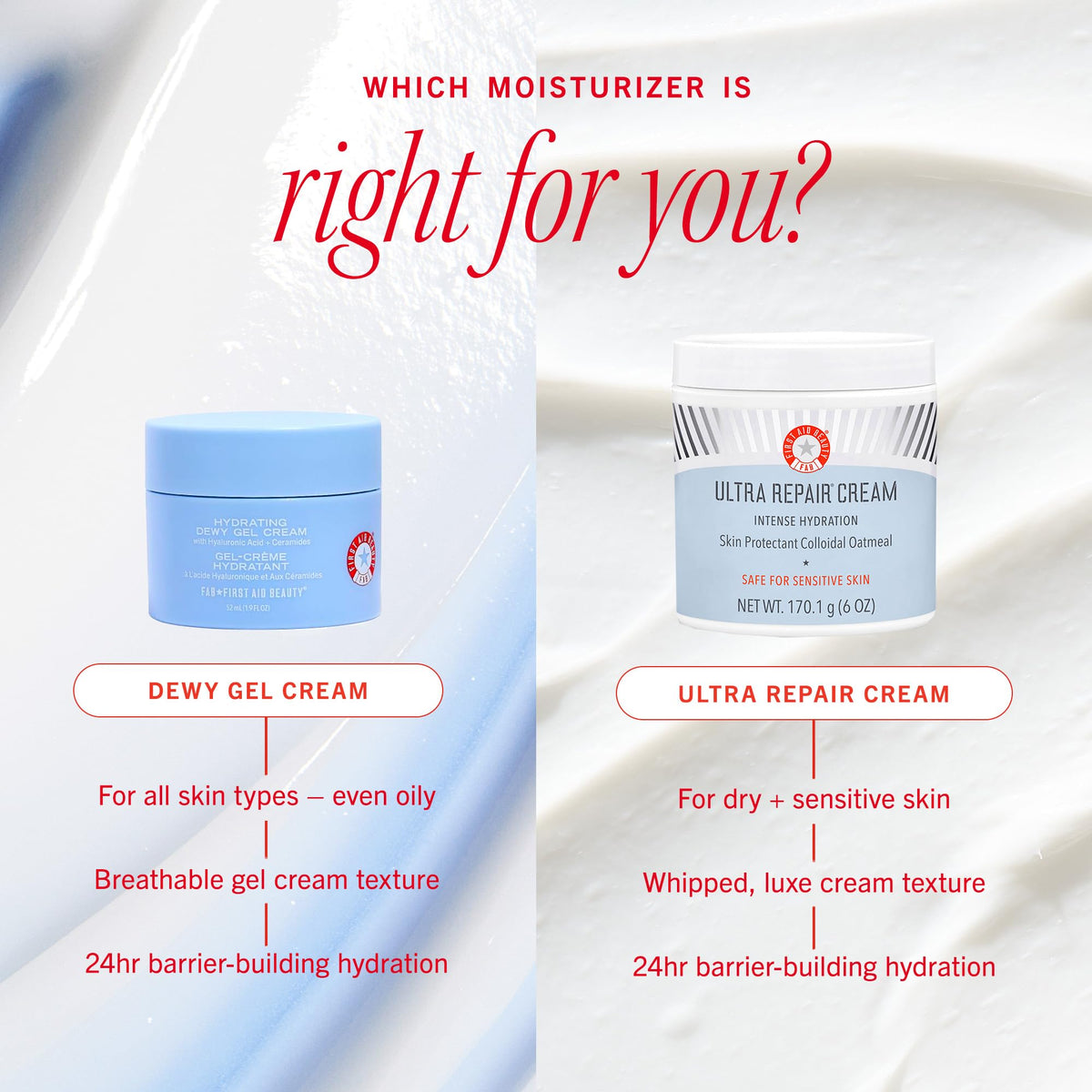 First Aid Beauty packaging showing clean-formula badges, highlights fragrance-free benefits