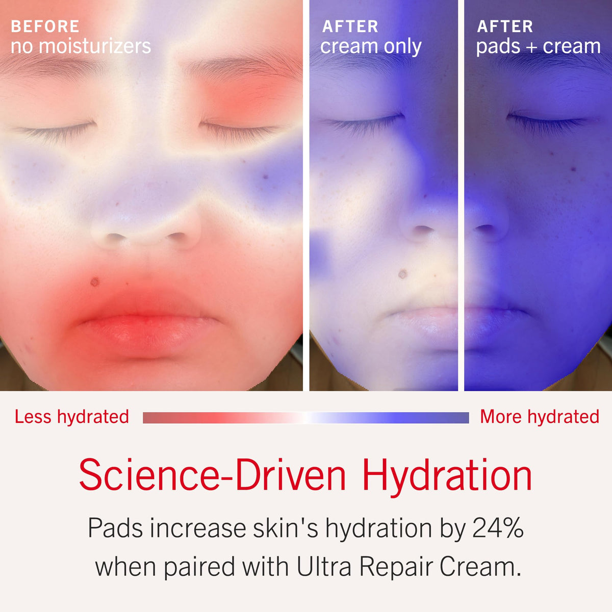 First Aid Beauty applying pad across face illustrating gentle soothing and immediate cooling