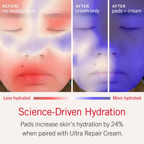 First Aid Beauty applying pad across face illustrating gentle soothing and immediate cooling