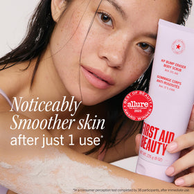First Aid Beauty scrub texture closeup revealing gentle pumice beads
