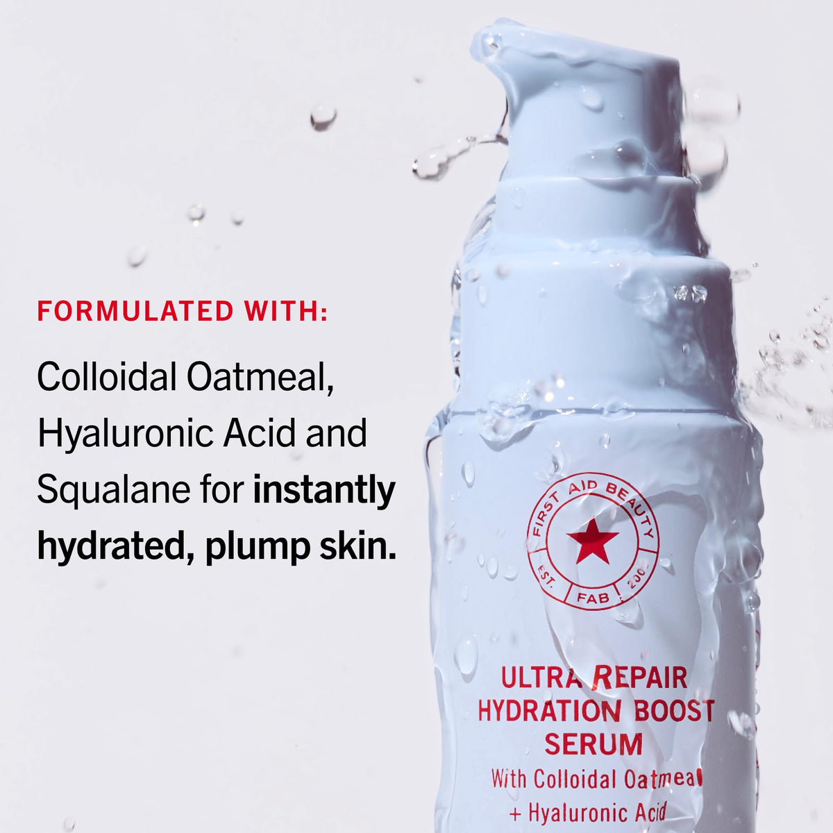 First Aid Beauty bottle beside common items illustrating 1.7 oz scale