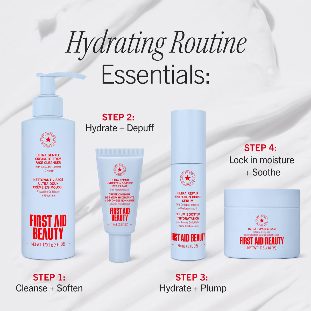 First Aid Beauty serum on bathroom counter lifestyle scene for daily routine