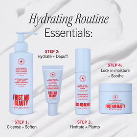 First Aid Beauty serum on bathroom counter lifestyle scene for daily routine