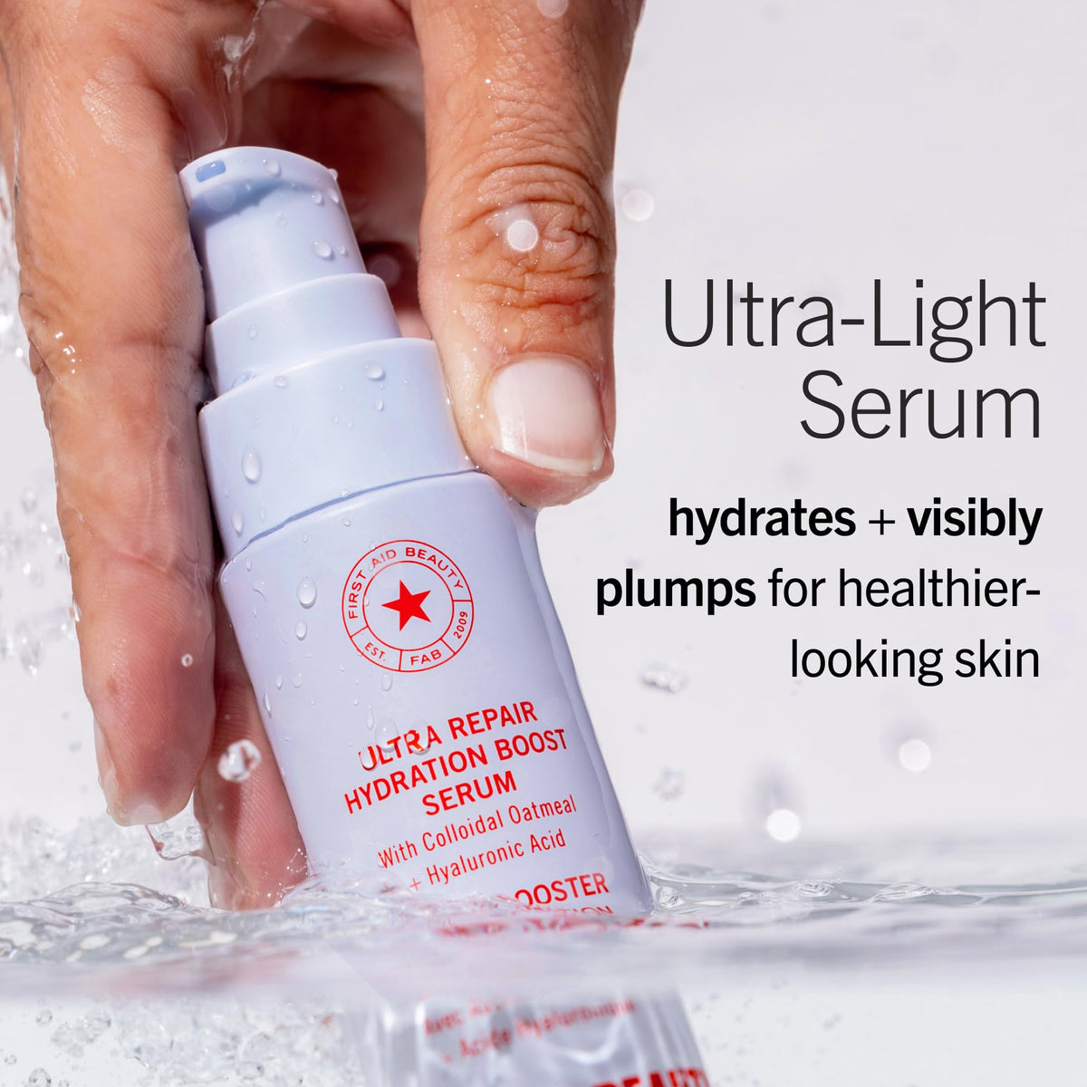 First Aid Beauty serum texture on skin demonstrating lightweight absorption