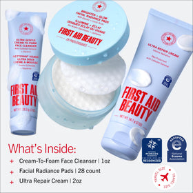 First Aid Beauty Ultra Gentle Cleanser creamy texture demonstrating gentle removal